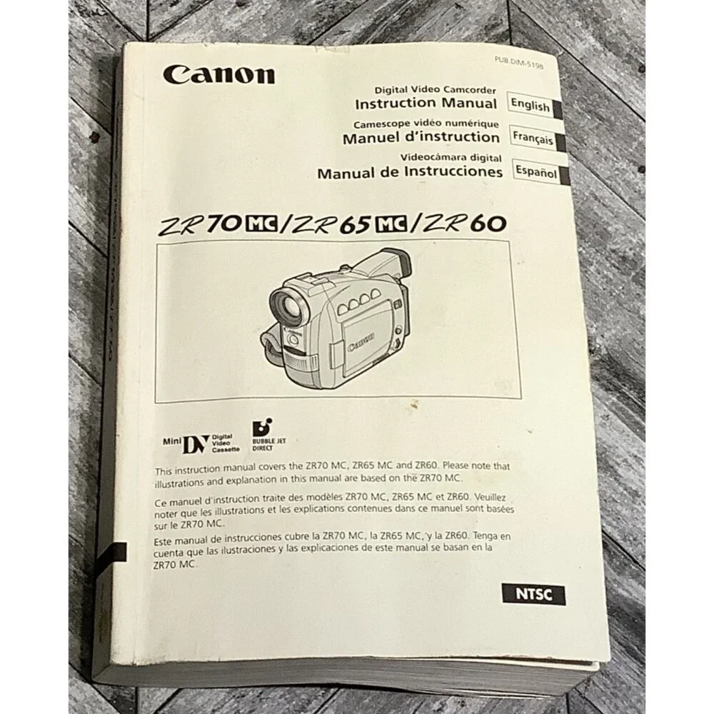 Canon Camcorder ZR70MC/ZR 65MC/ZR 60 Instruction Manual English/French/Spanish